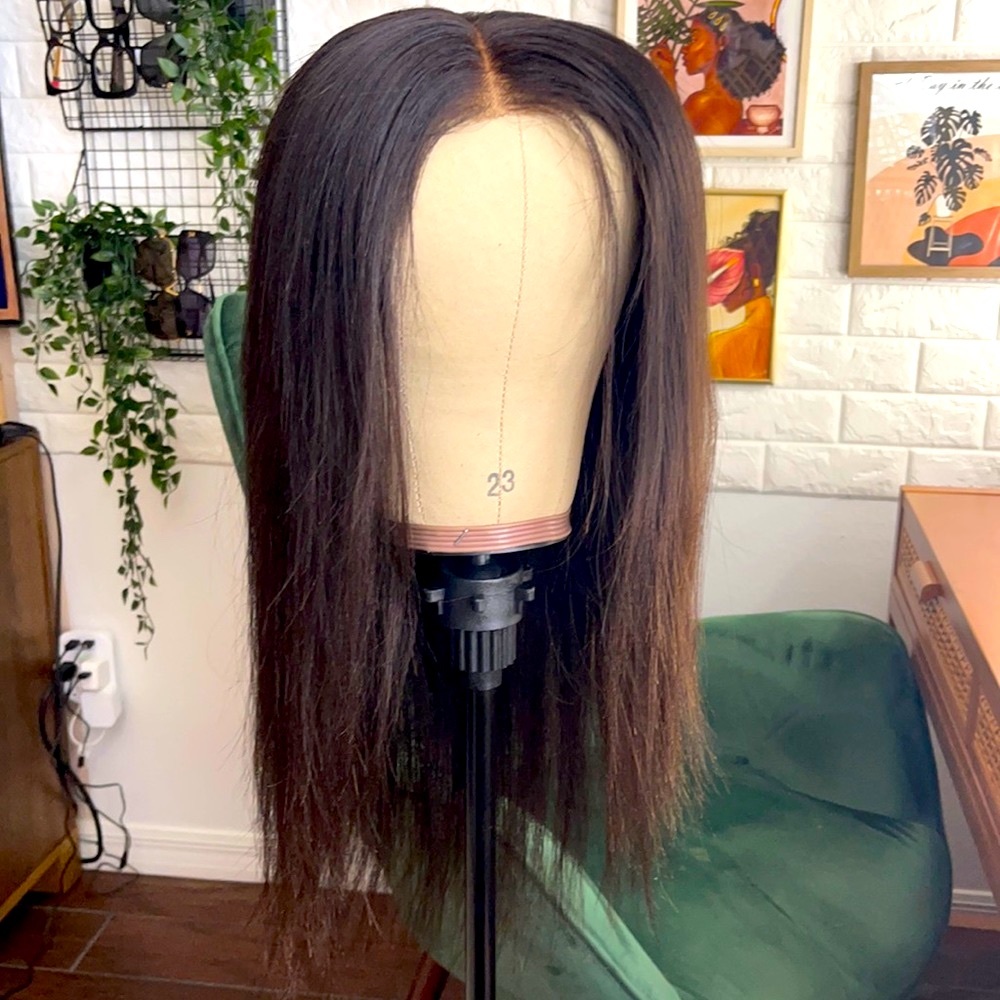 Wow African Brazilian Yaki Straight Lace Wig 18in